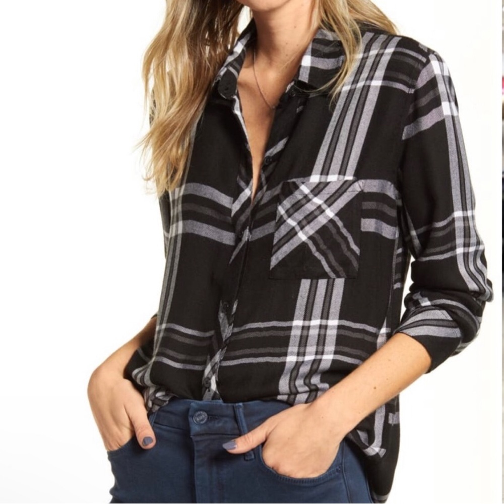 RAILS Hunter Plaid Shirt XS Black Storm Parchment